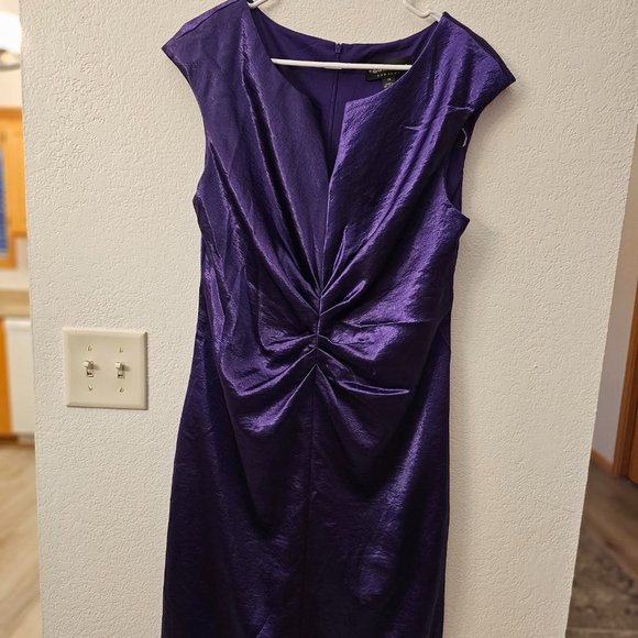 CONNECTED Apparel Women's Dress Size 14, Purple Ruched Front - NWOT - Picture 1 of 8